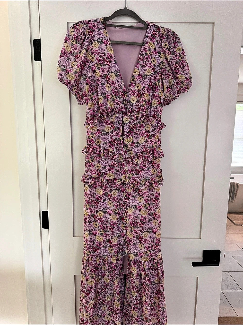 ASTR the Label Gaia Floral Midi Dress Pink & Purple Size Small